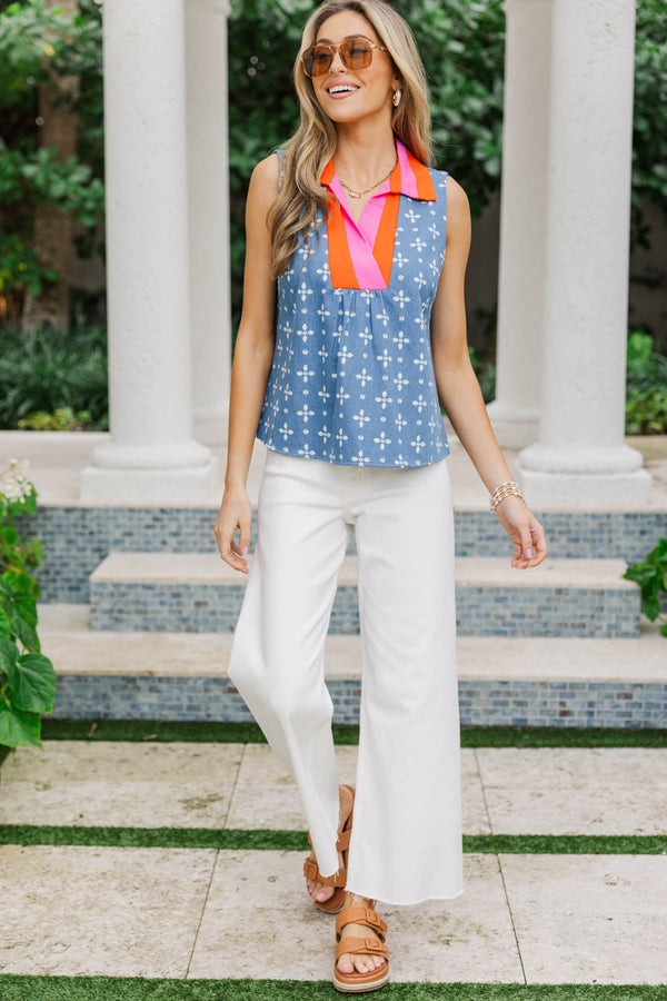 THML: So Lovely It Shows Blue Floral Blouse