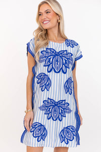 THML: So Cute Casual Light Blue Embroidered Dress
