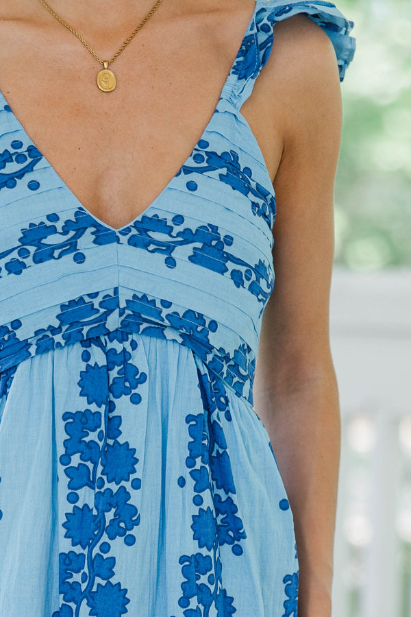 THML: Everyday Made Easy Blue Floral Midi Dress