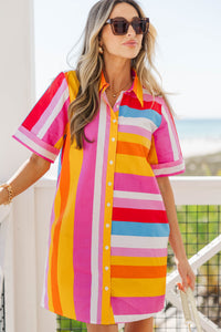 THML: Always Pulled Together Pink Striped Dress