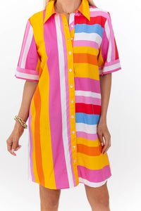 THML: Always Pulled Together Pink Striped Dress