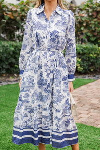 Charmed in Spring Navy Floral Midi Dress