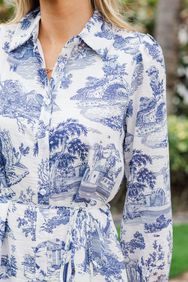 Charmed in Spring Navy Floral Midi Dress