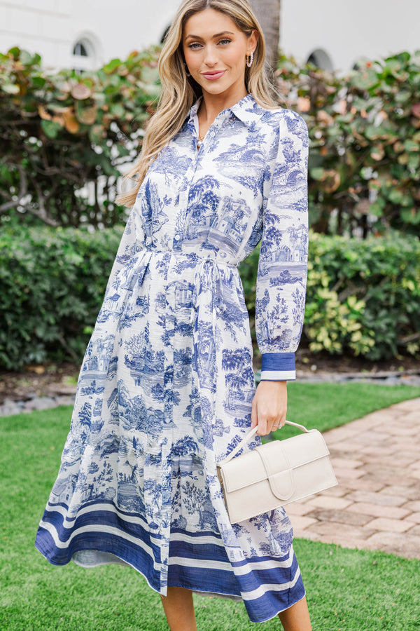 Charmed in Spring Navy Floral Midi Dress