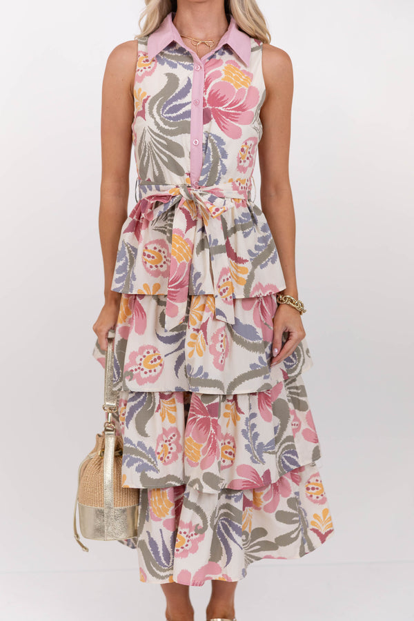 Exactly What You Need Cream Floral Midi Dress