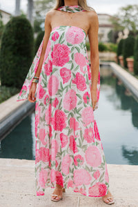 So Easy Wear Pink Large Floral Midi Dress
