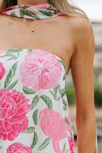 So Easy Wear Pink Large Floral Midi Dress