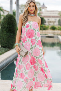 So Easy Wear Pink Large Floral Midi Dress