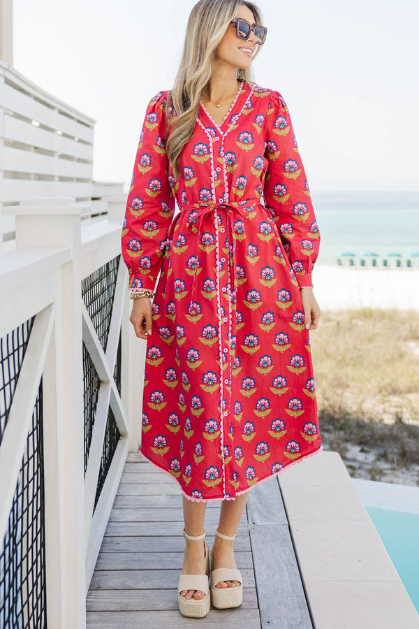 Pretty As Can Be Red Medallion Dress