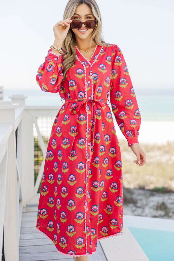 Pretty As Can Be Red Medallion Dress