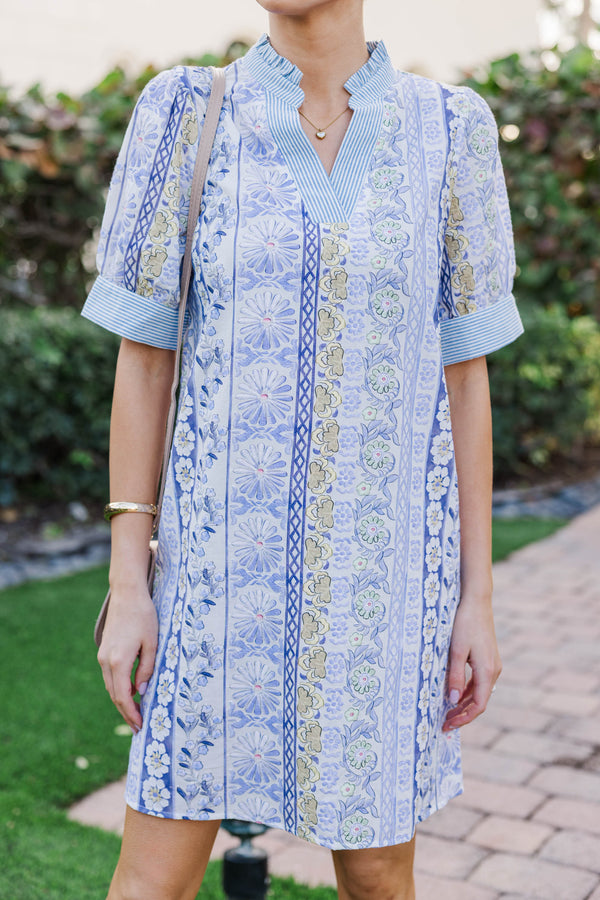 Sunny Stroll Blue Floral Dress