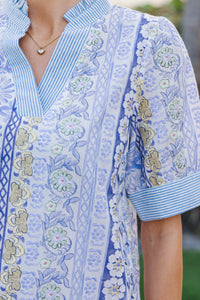Sunny Stroll Blue Floral Dress