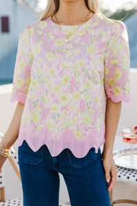 Blooming Beauty Pink Brocade Blouse