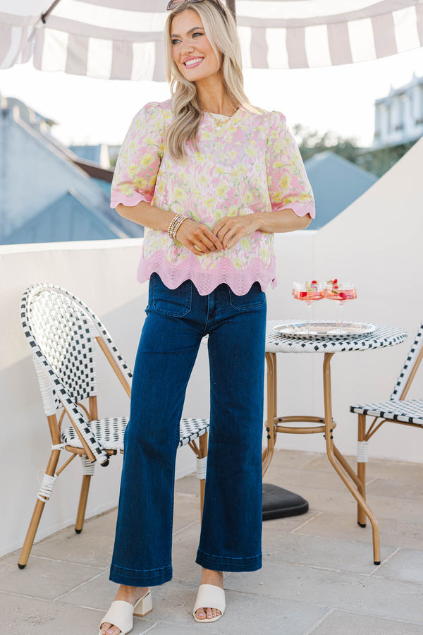 Blooming Beauty Pink Brocade Blouse