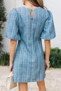 Hello Sunshine Blue Tweed Shift Dress