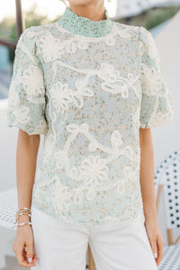 Spring Sparkle Blue Floral Blouse