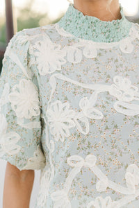 Spring Sparkle Blue Floral Blouse