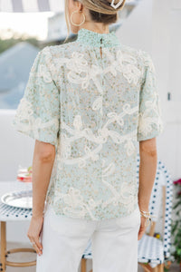 Spring Sparkle Blue Floral Blouse