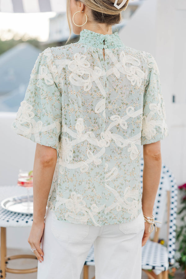 Spring Sparkle Blue Floral Blouse