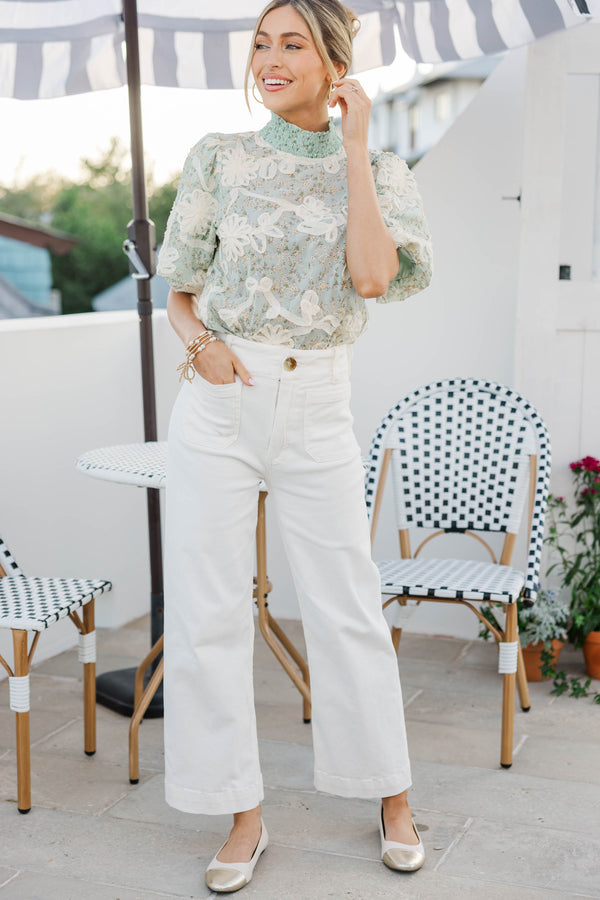 Spring Sparkle Blue Floral Blouse