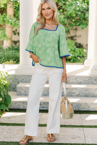 Always Reach For Green Textured Blouse