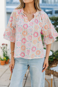 Morning Dew Pink Floral Blouse