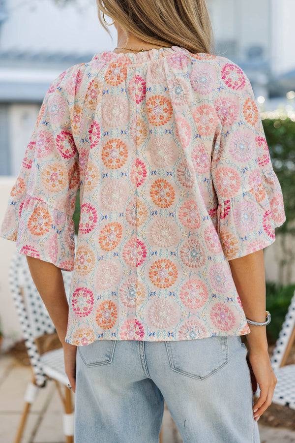 Morning Dew Pink Floral Blouse