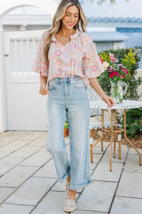 Morning Dew Pink Floral Blouse
