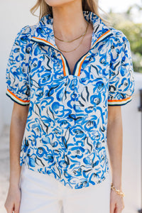 Always A Yes Favorite Blue Floral Blouse