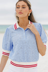 Perfectly Planned Light Blue Textured Blouse