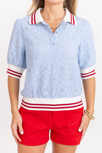 Perfectly Planned Light Blue Textured Blouse