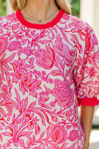 Reliable Favorite Pink Floral Blouse