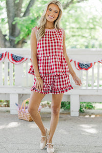 All American Red Gingham Blouse