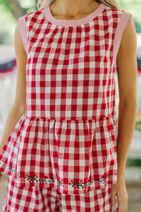 All American Red Gingham Blouse