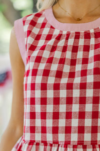 All American Red Gingham Blouse