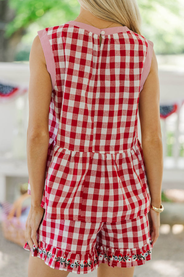 All American Red Gingham Blouse