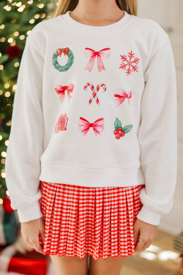 Girls: All My Favorites White Graphic Sweatshirt