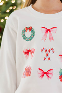 Girls: All My Favorites White Graphic Sweatshirt