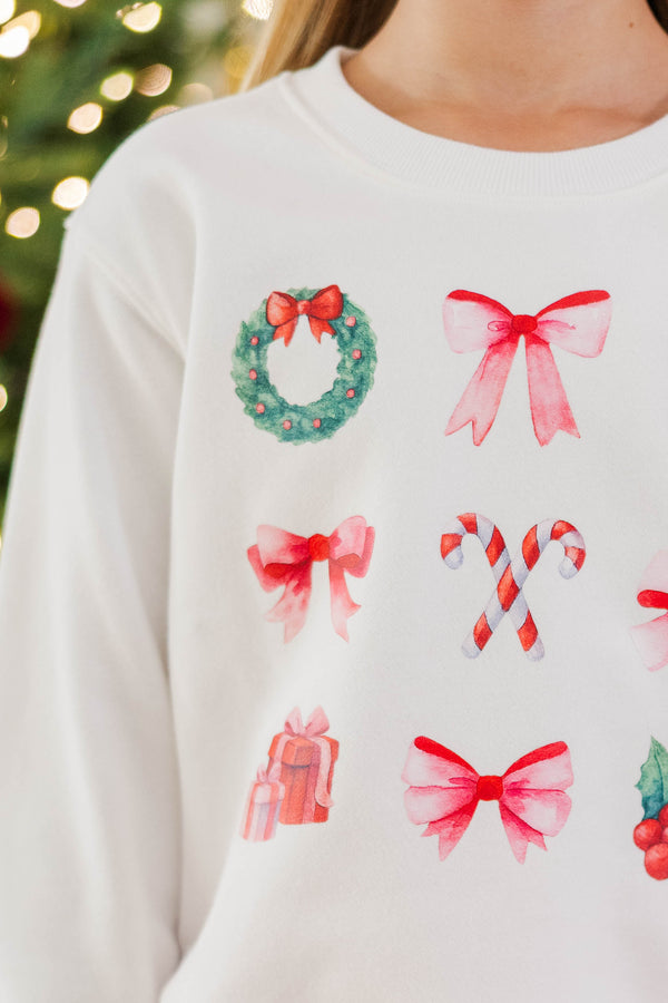 Girls: All My Favorites White Graphic Sweatshirt