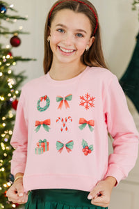 Girls: All My Favorites Blush Pink Graphic Sweatshirt