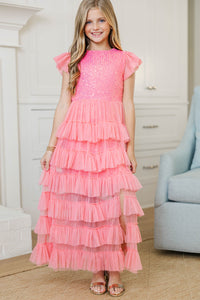 Girls: Can't Stop Dancing Pink Sequin Midi Dress