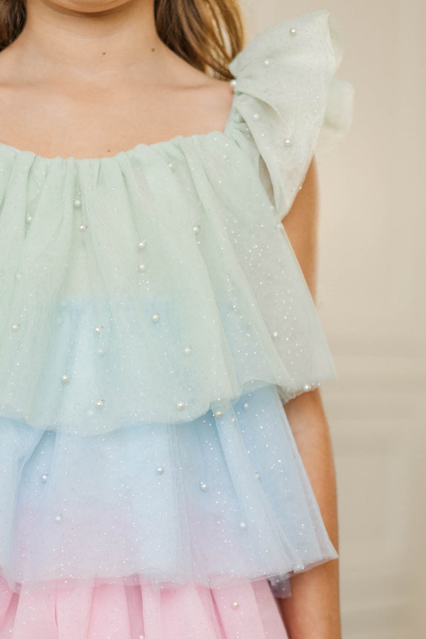 Girls: My Colorful Side Multicolored Layered Tulle Dress
