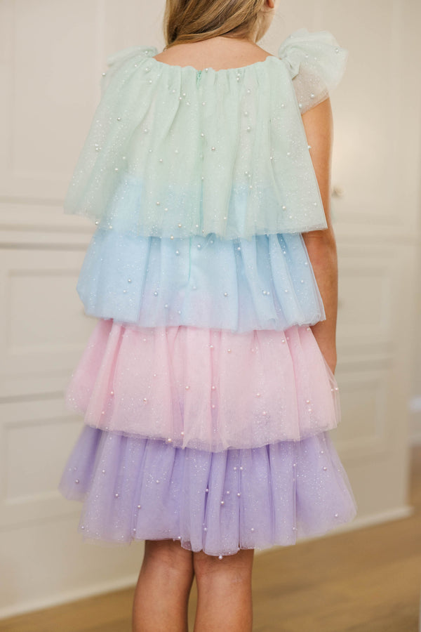 Girls: My Colorful Side Multicolored Layered Tulle Dress