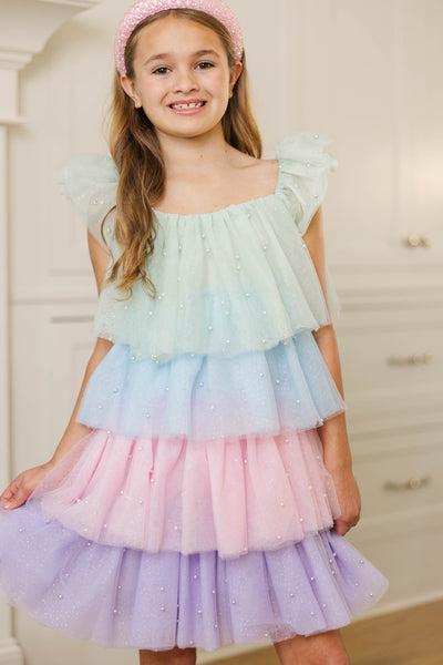 dress layered for girls High Low with Lace Bodice by Calla D-825 8 / Navy Navy Blue Tween Girls' Sleeveless Mesh Layered