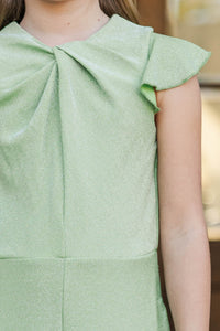 Girls: The Ivey Green Shimmer Jumpsuit