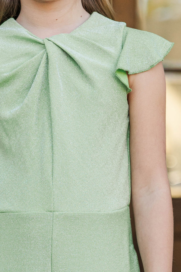 Girls: The Ivey Green Shimmer Jumpsuit