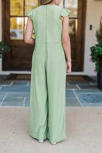 Girls: The Ivey Green Shimmer Jumpsuit
