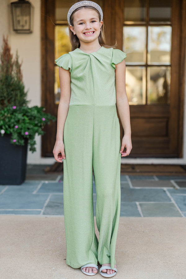 Girls: The Ivey Green Shimmer Jumpsuit