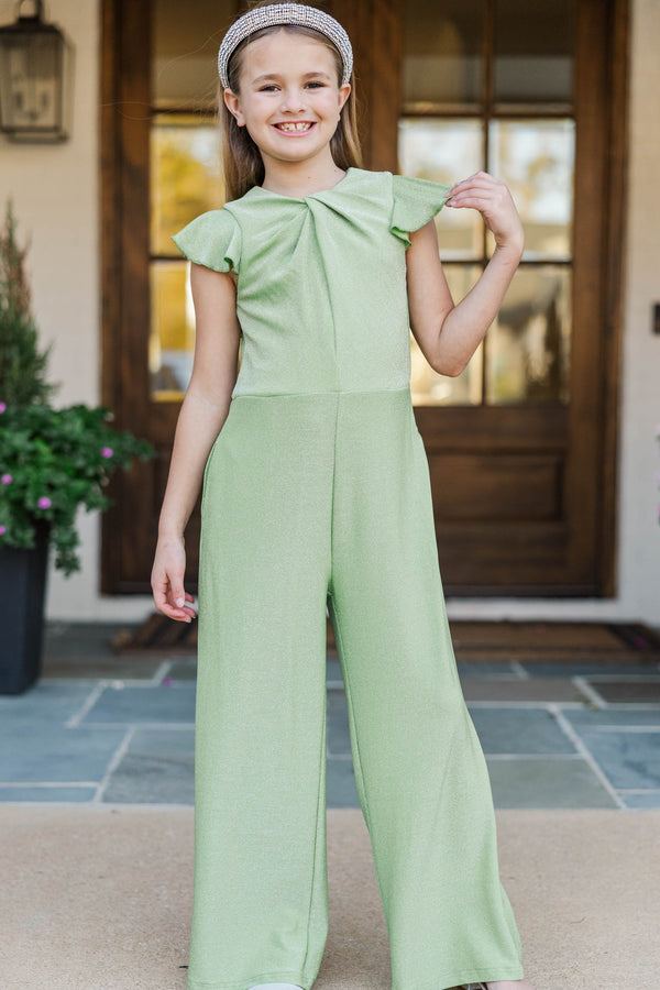 Girls: The Ivey Green Shimmer Jumpsuit