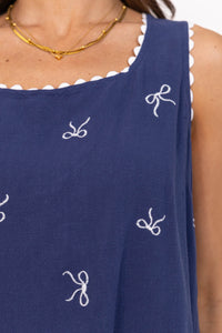 Easy Days Navy Bow Print Tank